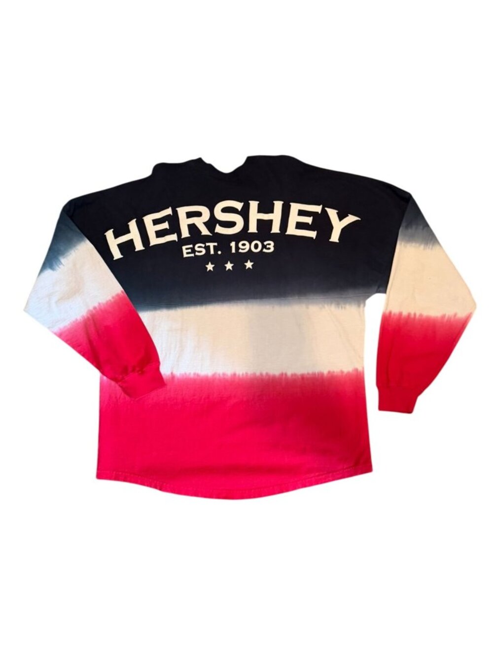 Spirit Jersey Oversized Long Sleeve Dip Dye Shirt L Red White Blue Cotton